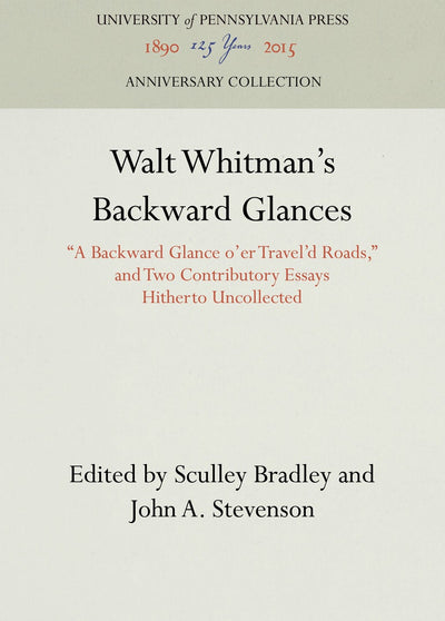 Cover image for Walt Whitman's Backward Glances, isbn: 9781512810592