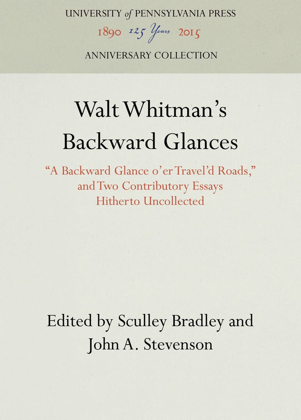 Cover image for Walt Whitman's Backward Glances, isbn: 9781512810592