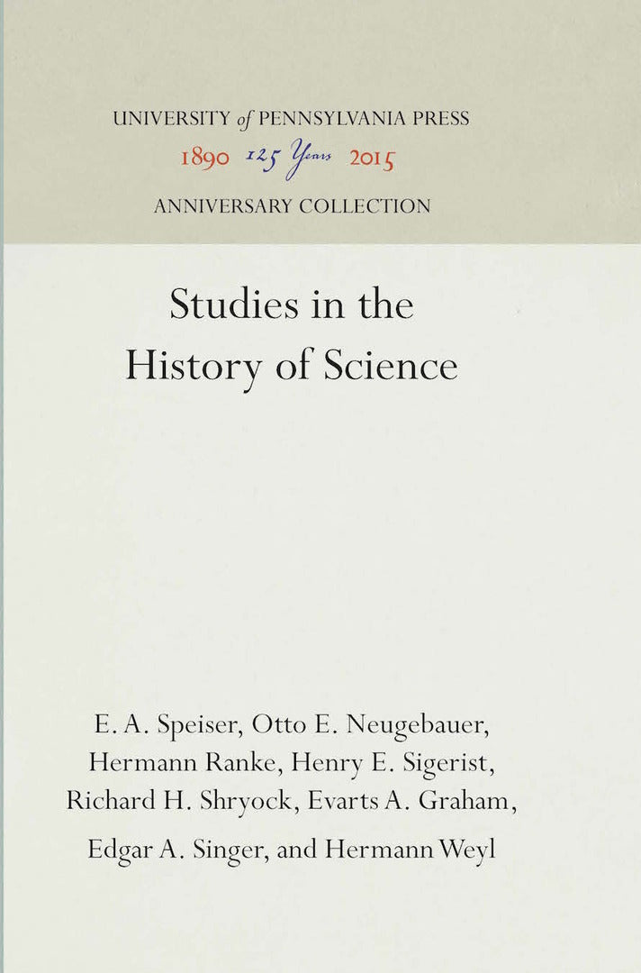 Cover image for Studies in the History of Science ISBN 9781512813807