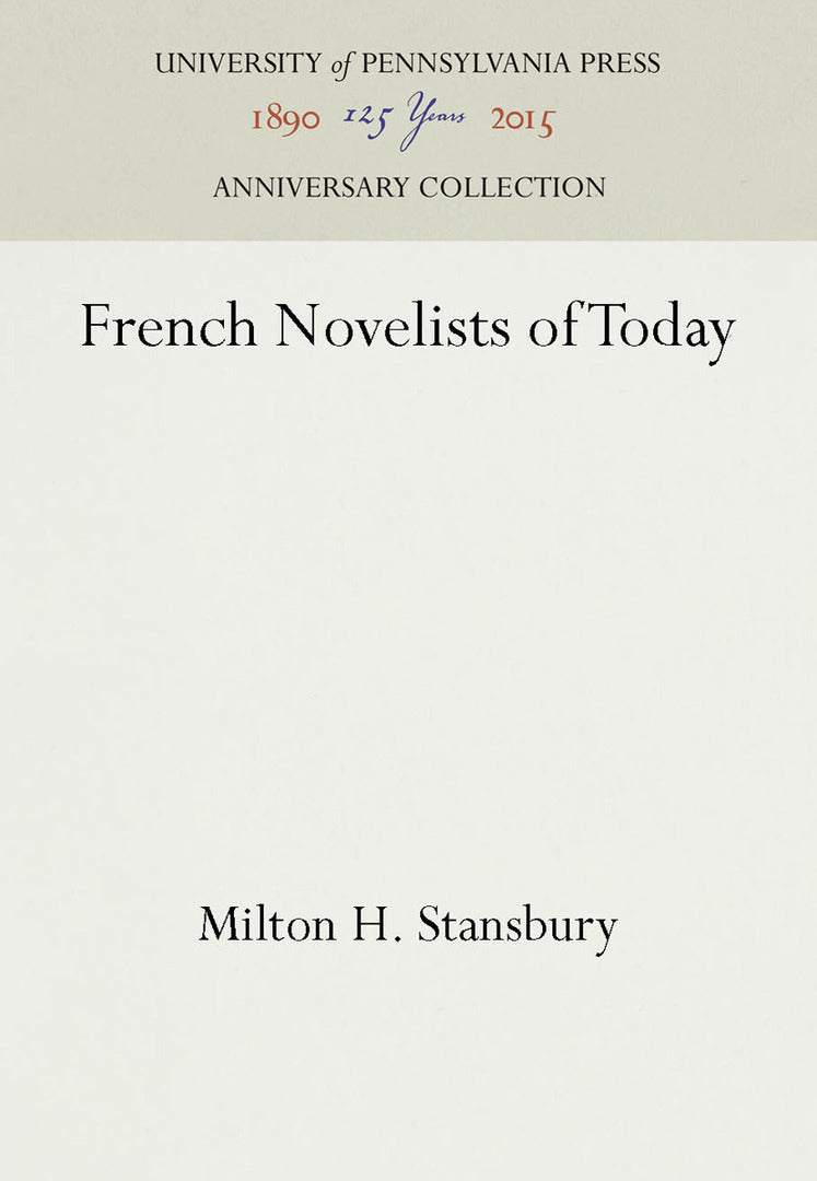 Cover image for French Novelists of Today ISBN 9781512813845