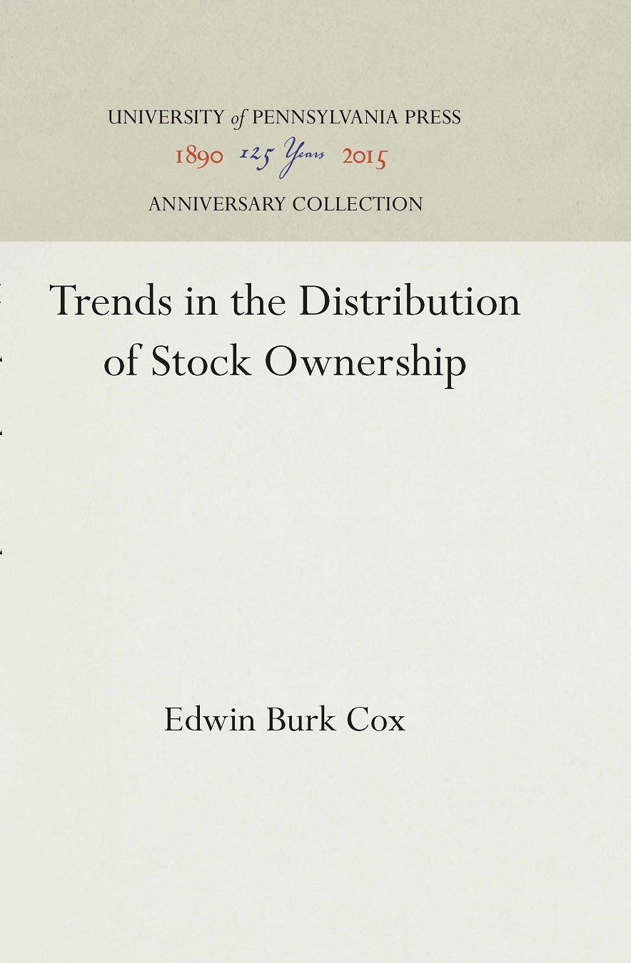 Book cover image for Trends in the Distribution of Stock Ownership ISBN: 9781512815344