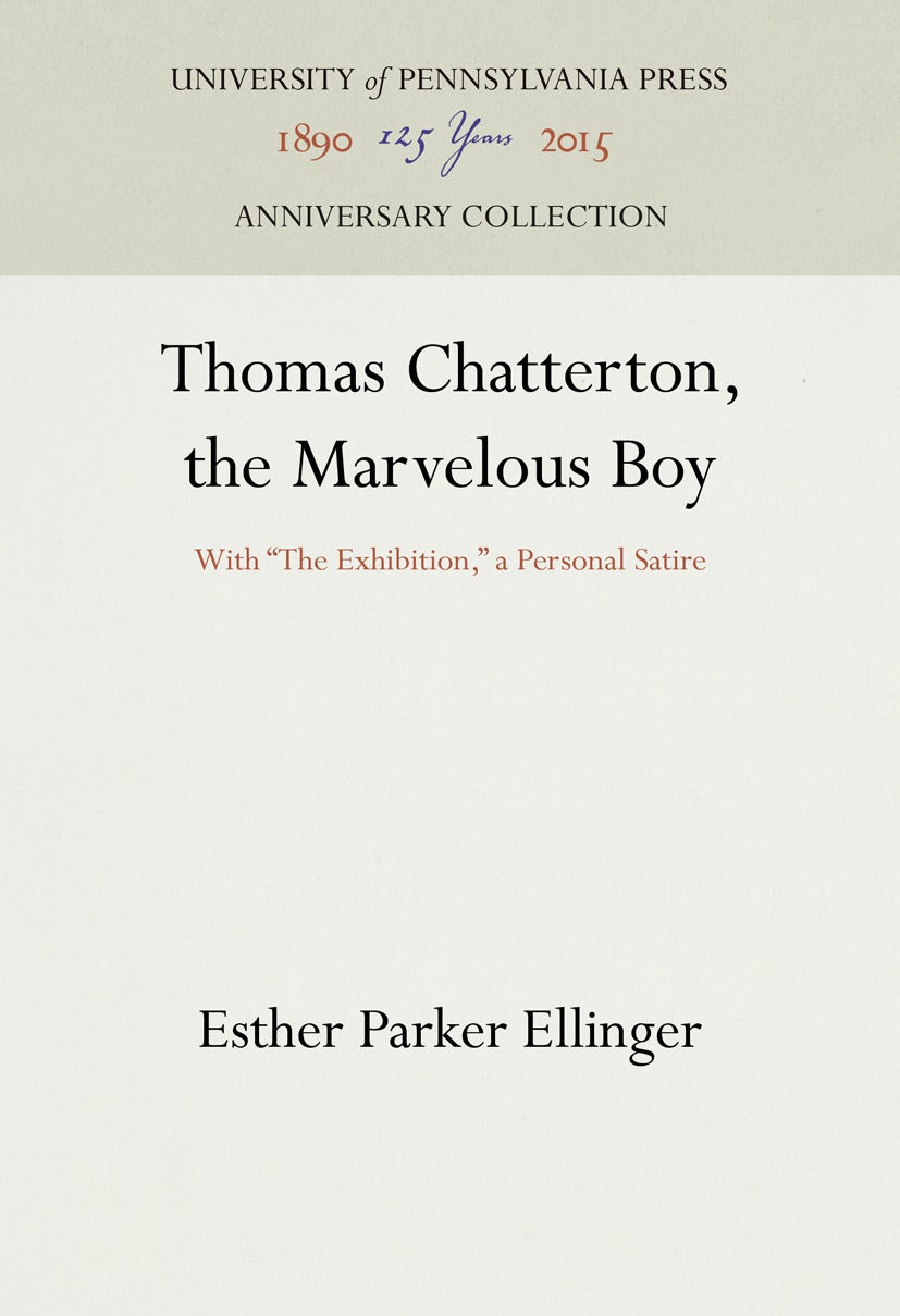 Book cover image for Thomas Chatterton, the Marvelous Boy ISBN: 9781512815726