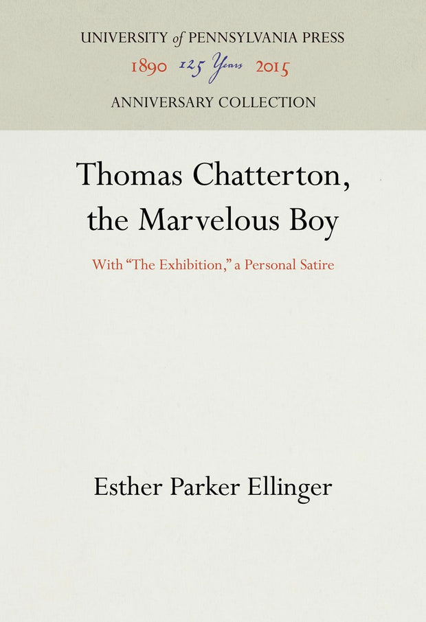 Cover image for Thomas Chatterton, the Marvelous Boy, isbn: 9781512815726
