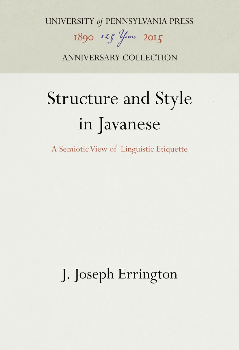 Book cover image for Structure and Style in Javanese ISBN: 9781512815764