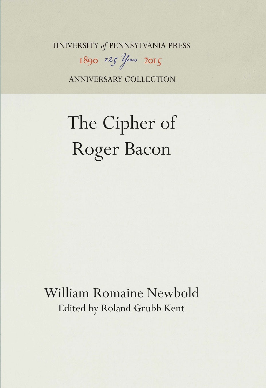 Book cover image for The Cipher of Roger Bacon ISBN: 9781512818239