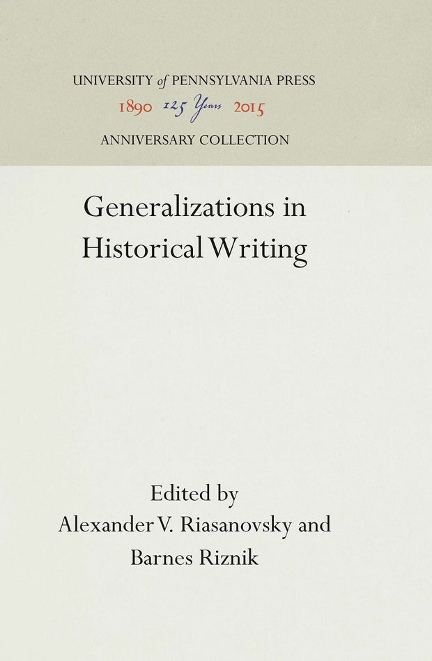 Cover image for Generalizations in Historical Writing, isbn: 9781512818499