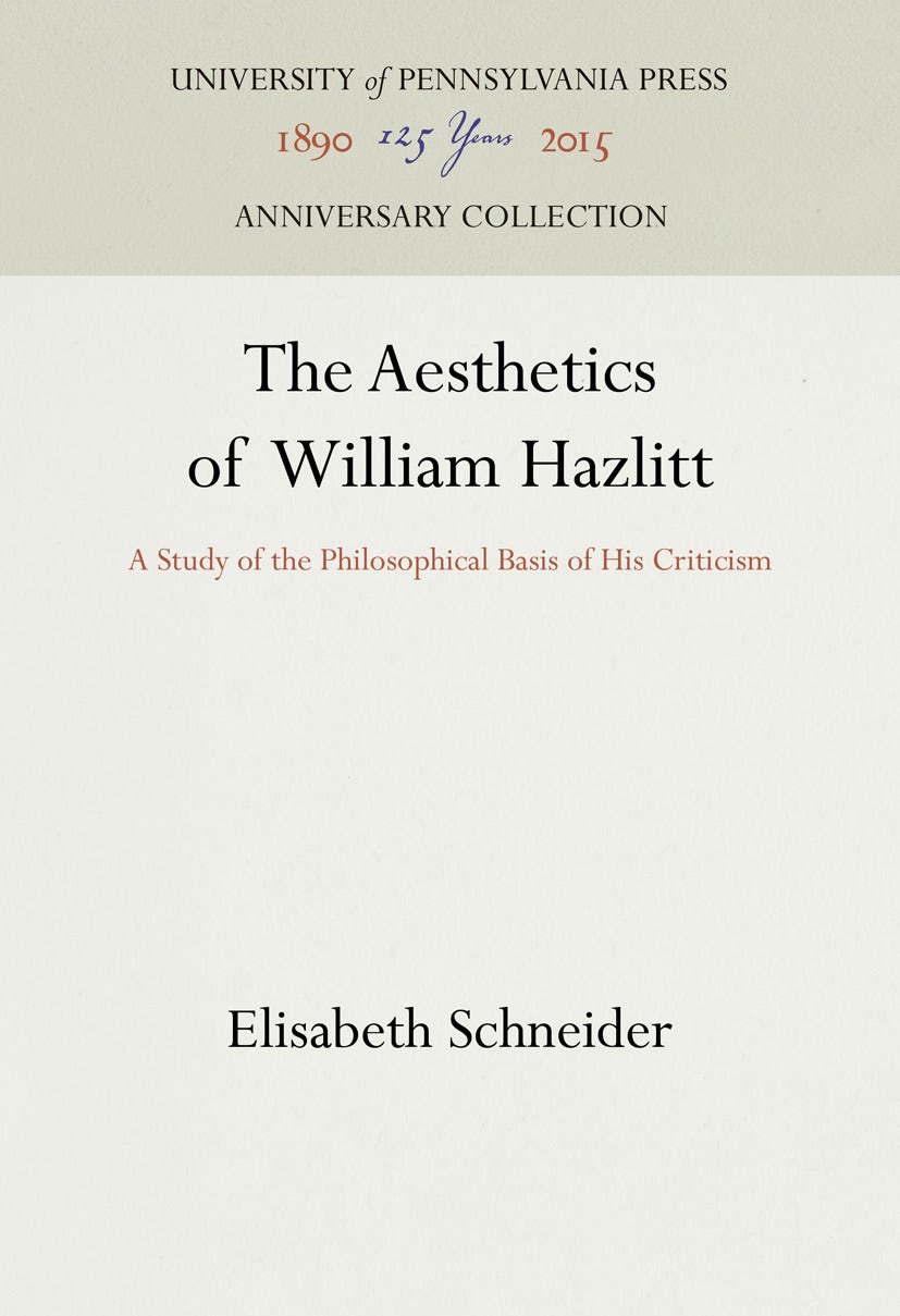 Book cover image for The Aesthetics of William Hazlitt ISBN: 9781512818598