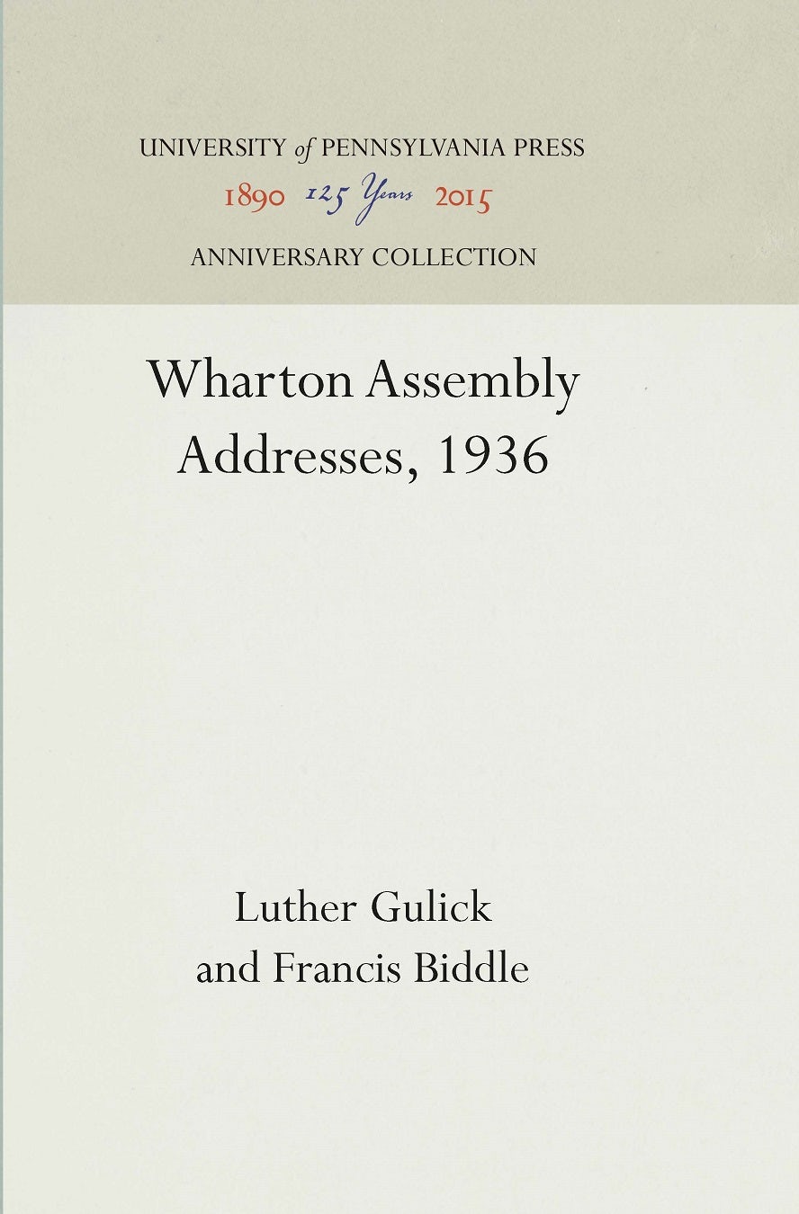 Book cover image for Wharton Assembly Addresses, 1936 ISBN: 9781512819533