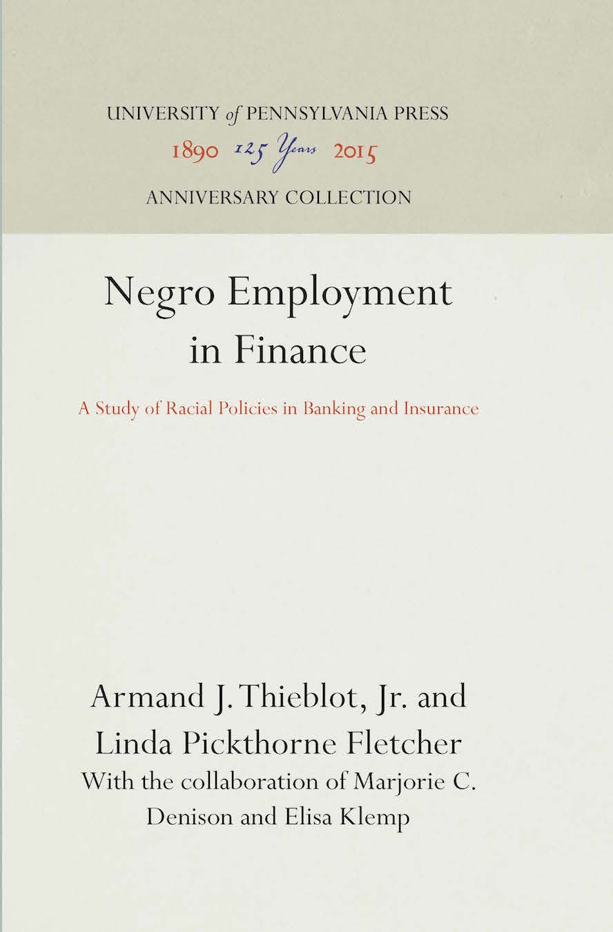Book cover image for Negro Employment in Finance ISBN: 9781512820003