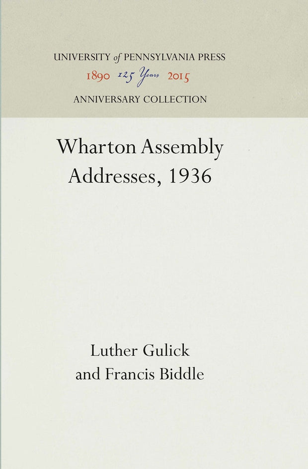 Cover image for Wharton Assembly Addresses, 1936, isbn: 9781512820553