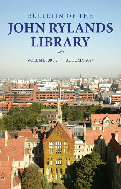 Cover image for Bulletin of the John Rylands Library 100/2, isbn: 9781526190338