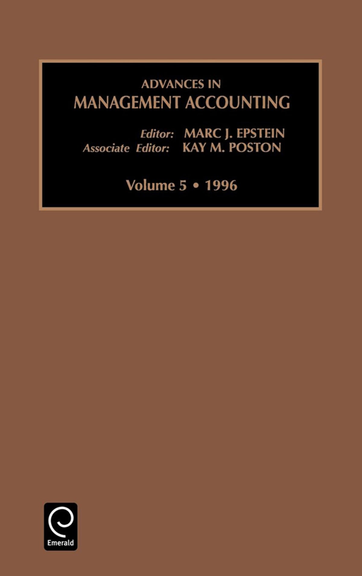 Cover image for Advances in Management Accounting ISBN 9781559389921