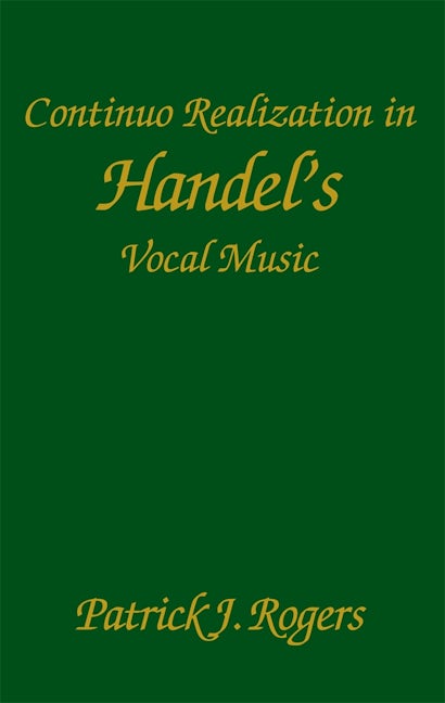 Book cover image for Continuo Realization in Handel's Vocal Music ISBN: 9781580463614