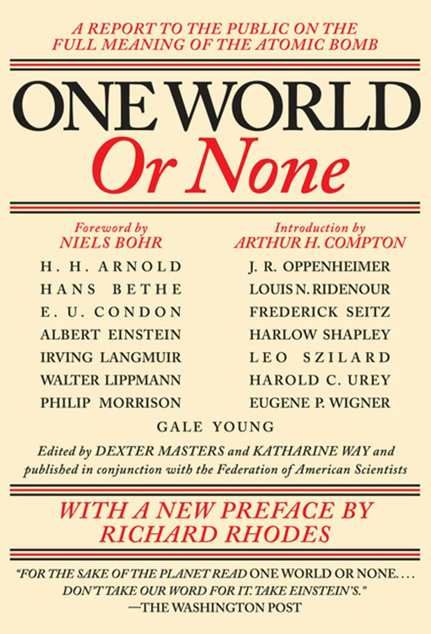 Cover image for One World or None, isbn: 9781595582270