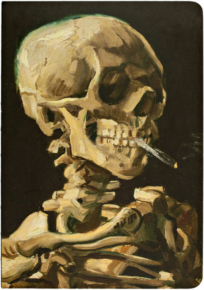 Cover image for teNeues - A5 Notebook: Head of a Skeleton with a Burning Cigarette by Vincent Van Gogh, Skull, Paperback - 140 Lined Pages with Lay Flat Binding, isbn: 9781623258221