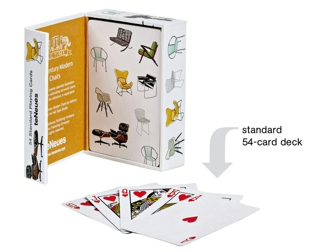 Cover image for teNeues - Playing Cards: Mid-Century Modern Chairs, 54 Cards, Embossed Full Color, Magnet Closure Box, isbn: 9781623258504
