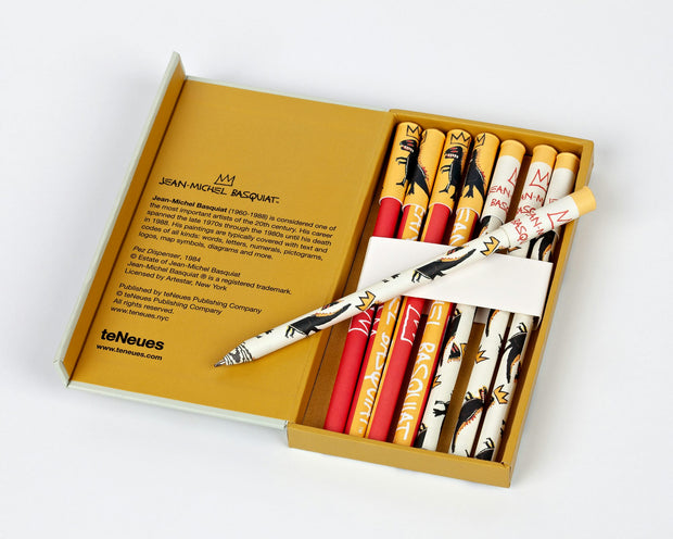 Cover image for teNeues - 8-Pen Set: Pez Dispenser Jean-Michel Basquiat, 8 Ballpoint Pens, Unique Paper Wrapped Barrel, Soft Touch, Sleek Case, isbn: 9781623259044
