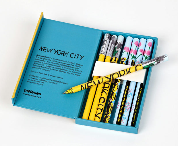 Cover image for teNeues - 8-Pen Set: New York City, 8 Ballpoint Pens, Unique Paper Wrapped Barrel, Soft Touch, Sleek Case, 8-Pen Set: New York City, isbn: 9781623259105