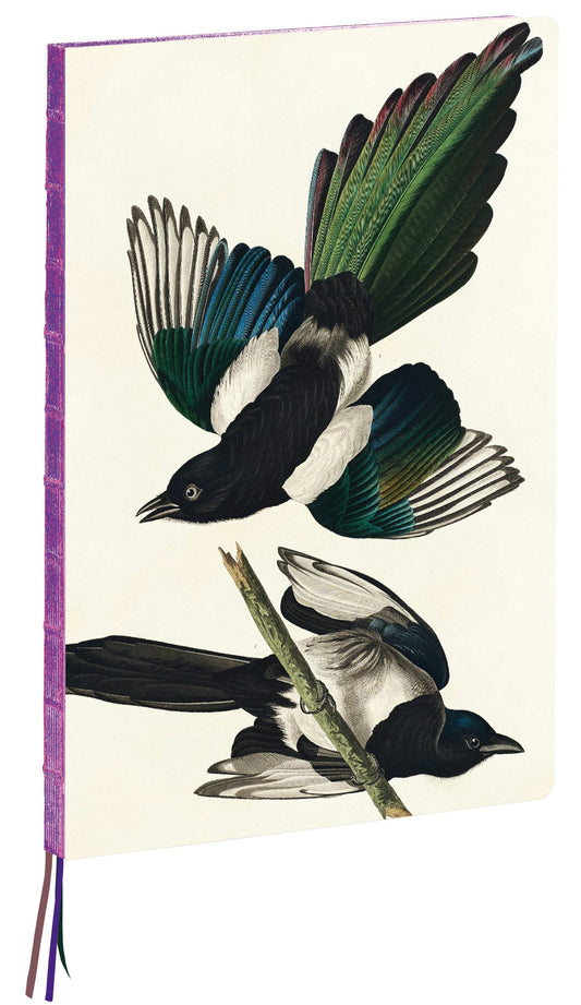 teNeues - A4 Notebook: Magpies by James Audubon, Hardcover - 230 Dot-Grid Pages with Exposed Lay Flat Binding, Three Ribbon Markers