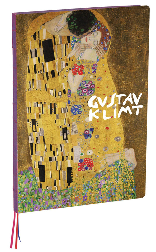 teNeues - A4 Notebook: The Kiss by Gustav Klimt, Hardcover - 230 Dot-Grid Pages with Exposed Lay Flat Binding, Three Ribbon Markers