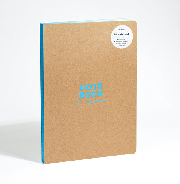 Cover image for teNeues - A4 Notebook: Kraft and Neon Blue, Hardcover - 230 Lined Pages with Lay Flat Binding, isbn: 9781623259419