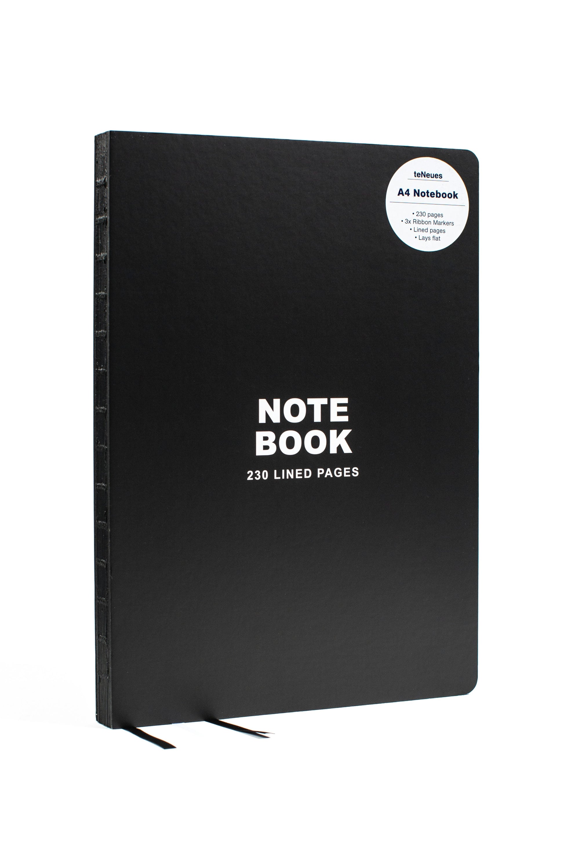 teNeues - Notebook Hardcover A4 - 230 Lined Pages with Lay Flat Binding, Classic Black: A4 Notebook