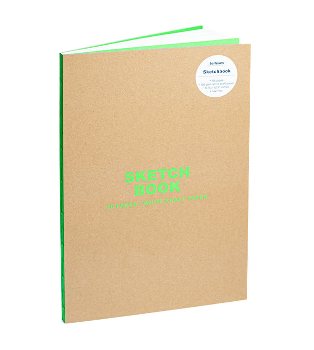 Cover image for teNeues - Sketchbook Large Format - 50 White Kraft Pages, Lay Flat Binding, Kraft and Neon Green: Sketchbook, isbn: 9781623259495