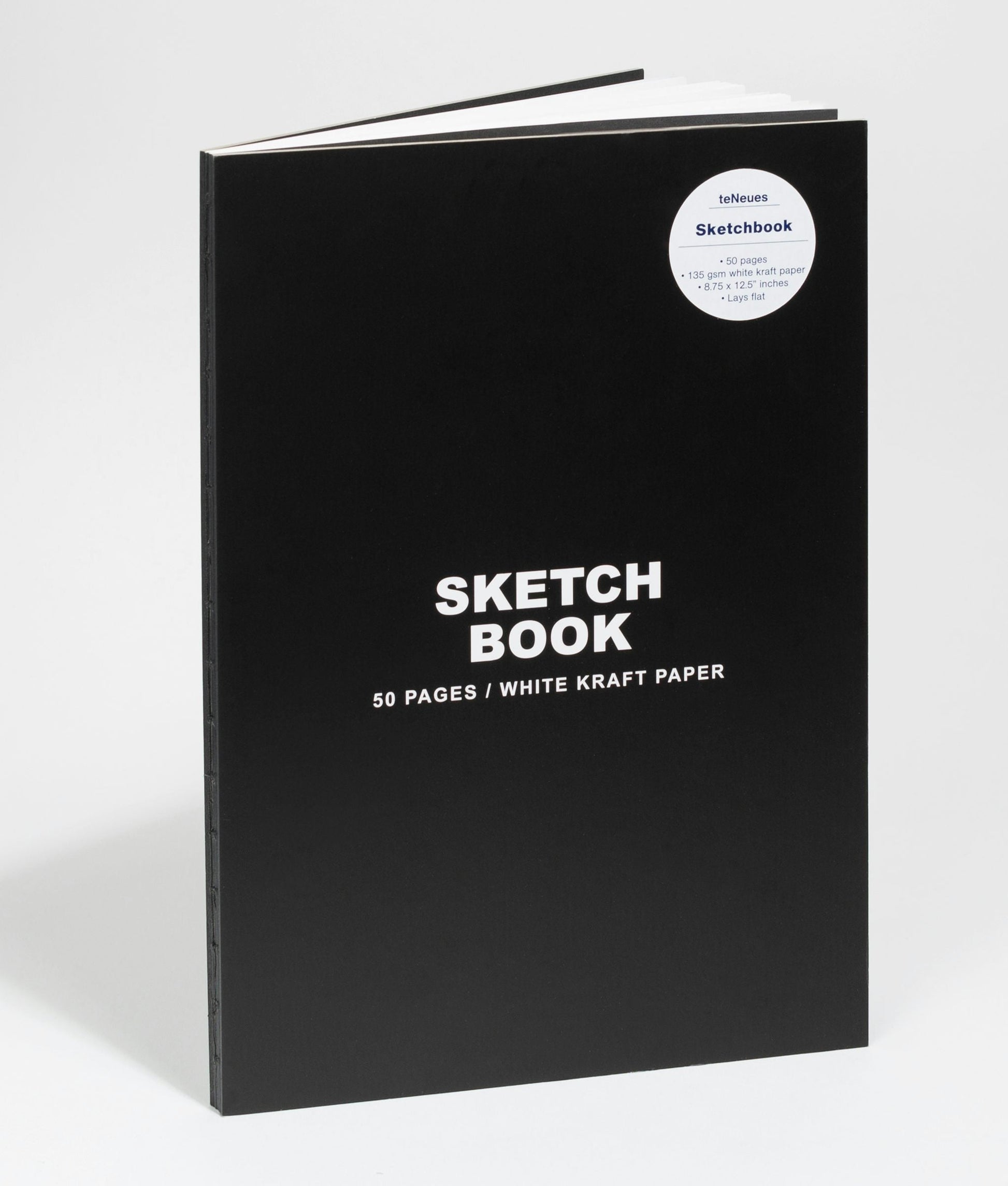 teNeues - Sketchbook Hardcover - 50 Smooth White Kraft Paper Pages with Lay Flat Binding, Classic Black: Sketchbook