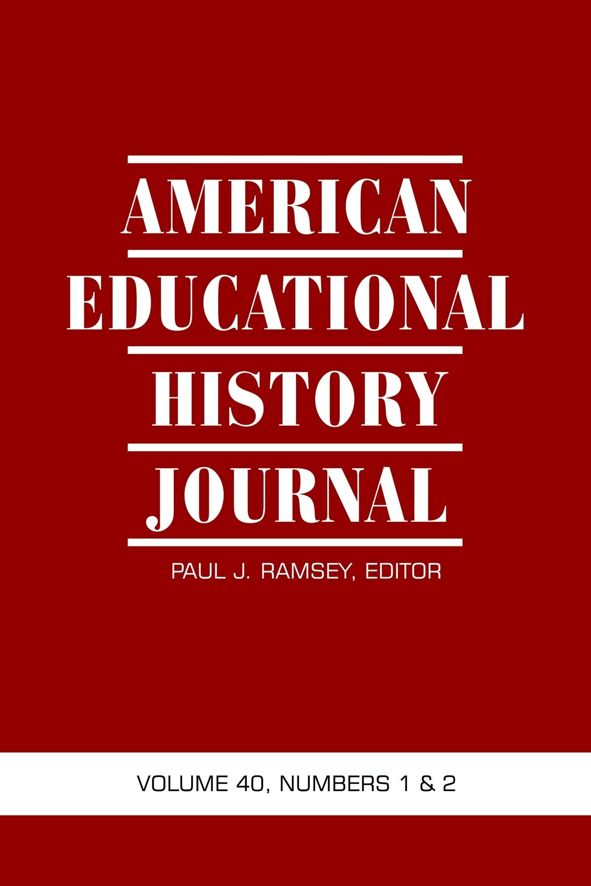 Book cover image for American Educational History Journal Vol 40 Issue 1 & 2 ISBN: 9781623964214