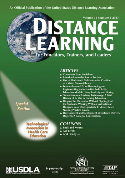 Cover image for Distance Learning Vol 14 Issue 1, isbn: 9781641130004