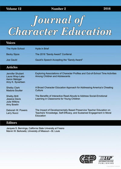 Cover image for Journal of Character Education Vol 12 Issue 2, isbn: 9781641130523