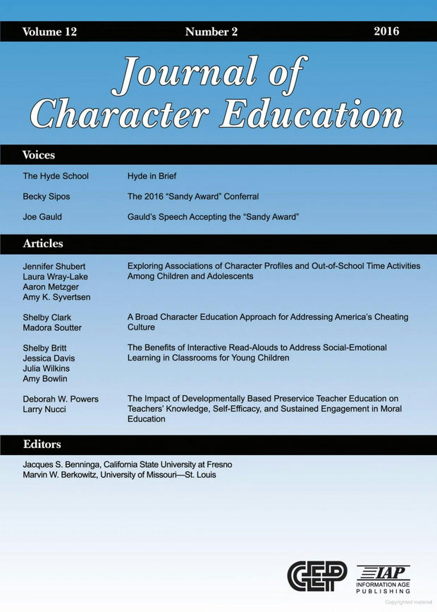 Cover image for Journal of Character Education Vol 12 Issue 2, isbn: 9781641130523