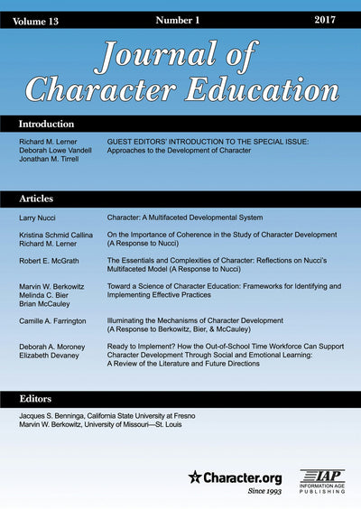 Cover image for Journal of Character Education Vol 13 Issue 1, isbn: 9781641131582