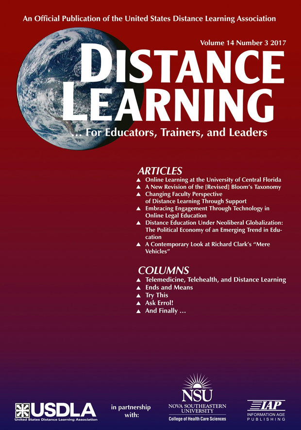 Cover image for Distance Learning Vol 14 Issue 3, isbn: 9781641131957