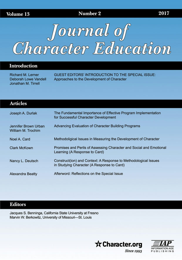 Cover image for Journal of Character Education Vol 13 Issue 2, isbn: 9781641132190