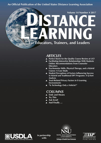 Cover image for Distance Learning Vol 14 Issue 4, isbn: 9781641132831