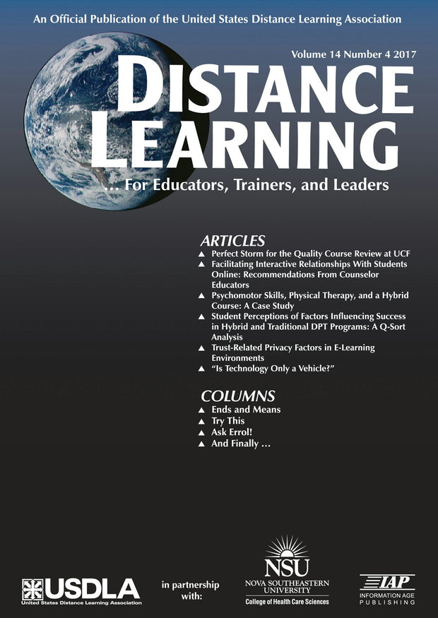 Cover image for Distance Learning Vol 14 Issue 4, isbn: 9781641132831