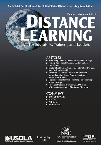Cover image for Distance Learning Vol 15 Issue 4, isbn: 9781641136655