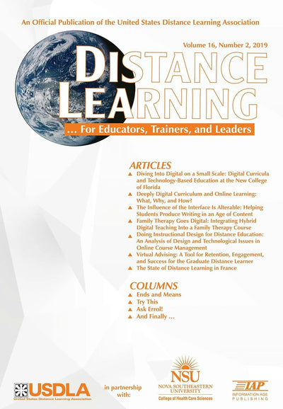 Cover image for Distance Learning Vol 16 Issue 2, isbn: 9781641139403