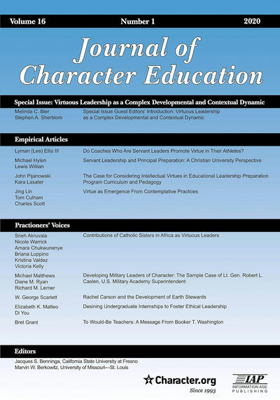 Cover image for Journal of Character Education Vol 16 Issue 1, isbn: 9781648020377