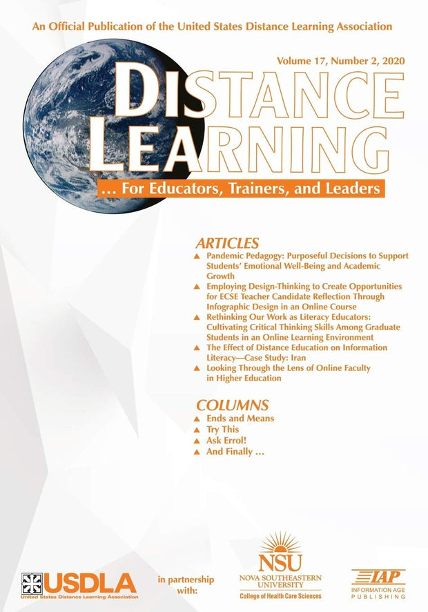 Cover image for Distance Learning Vol 17 Issue 2, isbn: 9781648022340