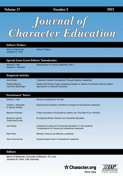 Cover image for Journal of Character Education Vol 17 Issue 1, isbn: 9781648026768