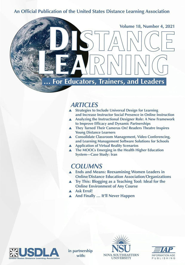 Cover image for Distance Learning Vol 18 Issue 4, isbn: 9781648028861