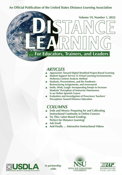 Cover image for Distance Learning Vol 19 Issue 1, isbn: 9781648029752