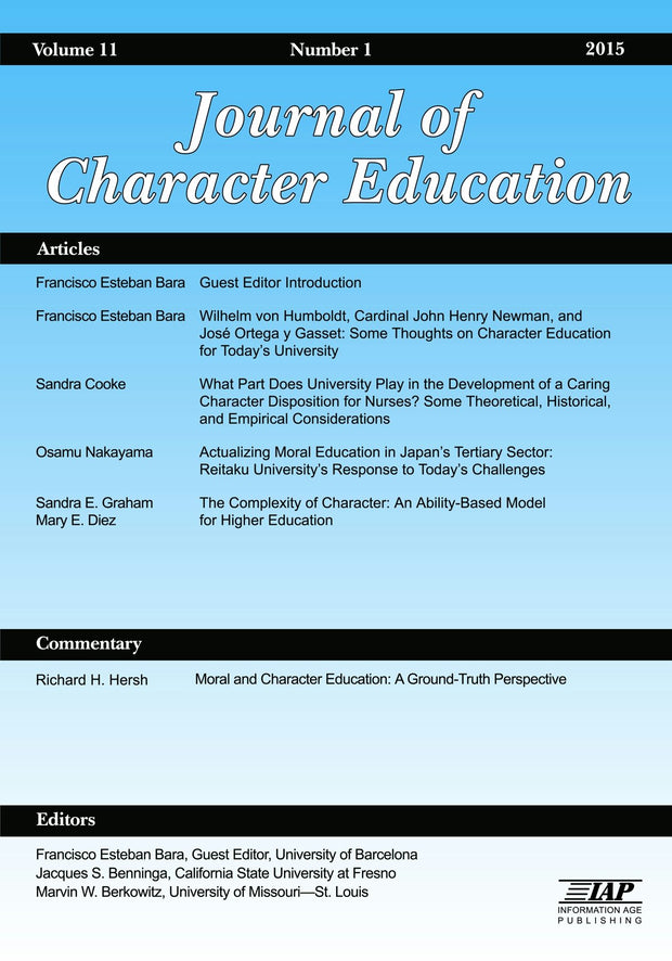 Cover image for Journal of Character Education Vol 11 Issue 1, isbn: 9781681233482