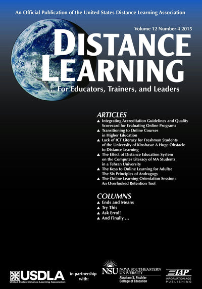 Cover image for Distance Learning Magazine Vol 12 Issue 4, isbn: 9781681234731