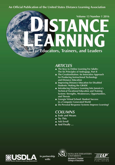 Cover image for Distance Learning Vol 13 Issue 1, isbn: 9781681235585