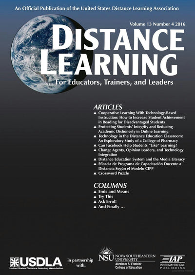 Cover image for Distance Learning Vol 13 Issue 4, isbn: 9781681239026