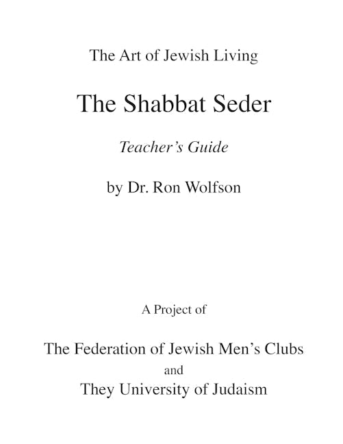 Shabbat Seder Teacher's Guide