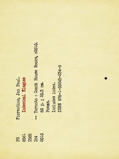 Cover image for Indexical Elegies, isbn: 9781770562714